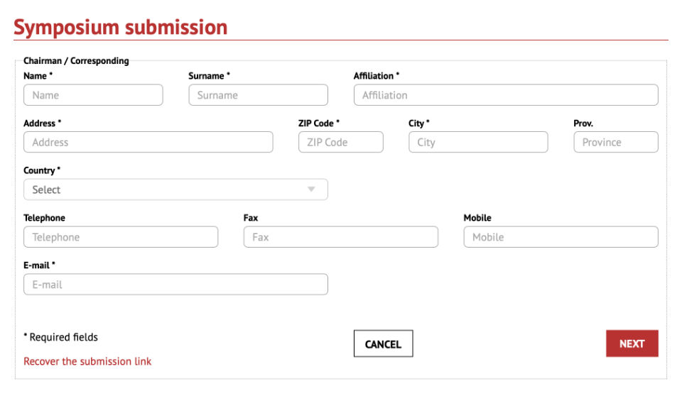 Submission form for a proposal for a Symposium presentation